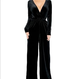 Velvet flare black jumpsuit